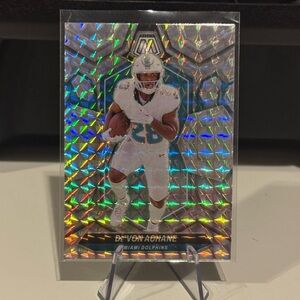 🔥 2024 De’Von Achane Panini Mosaic Silver Prizm Card. Mint condition